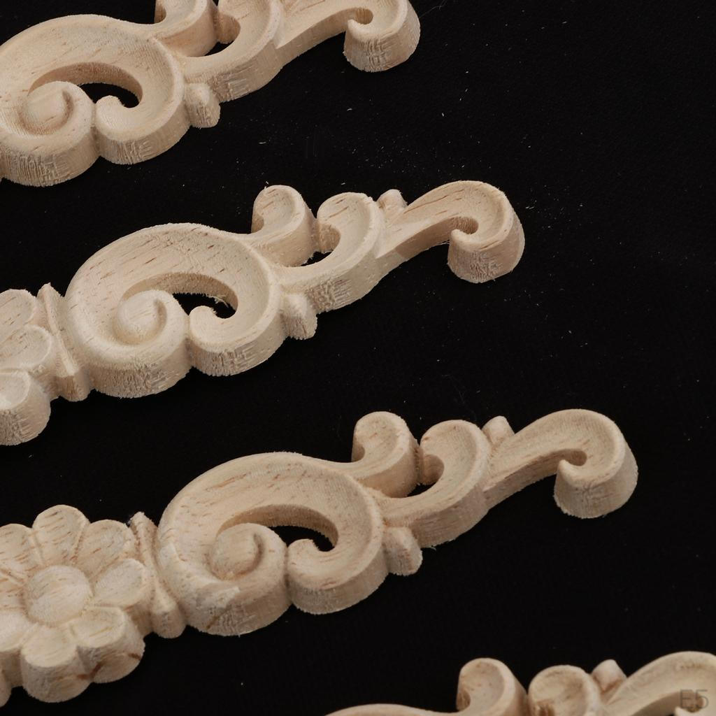 4 Unpainted Applique Wood Carved Corner Furniture Decor