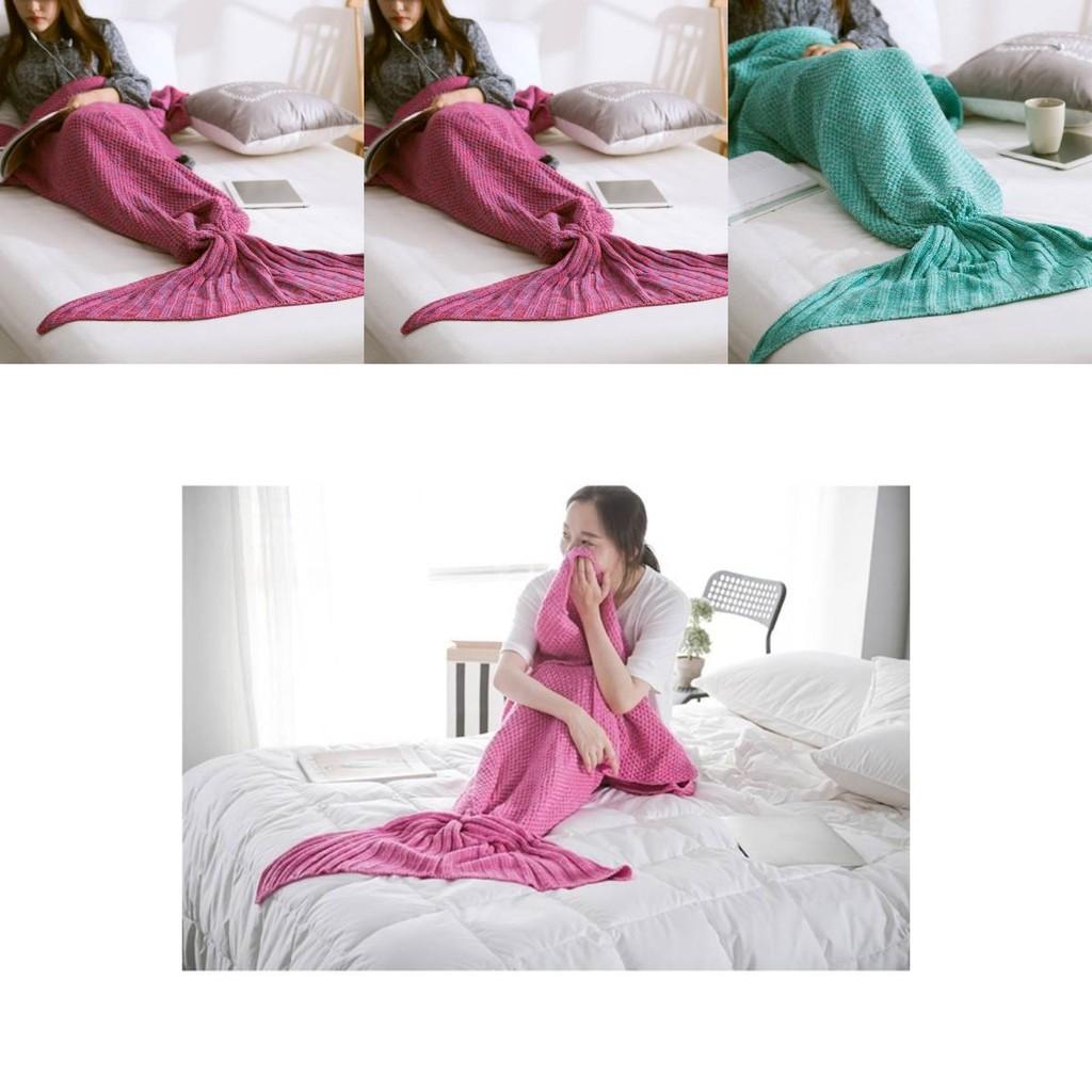 Soft And Stylish Mermaid Tail Blanket Plush Knitted Acrylic Throw For Spring And Autumn