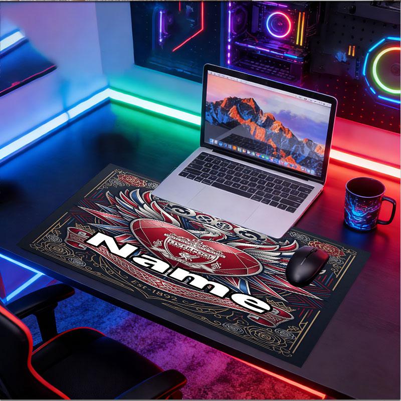 Custom Name Personalized Liverpool Football Club Pattern Mousepad, Laptop PC Desk Mat, Decorative Desk Mat for Home Keyboard Pad Gift