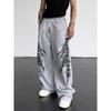 Pantaloni Sportivi Larghi a Gamba Larga con Coulisse, Stampa Gotica Scura, Vestibilità Slim, Unisex
