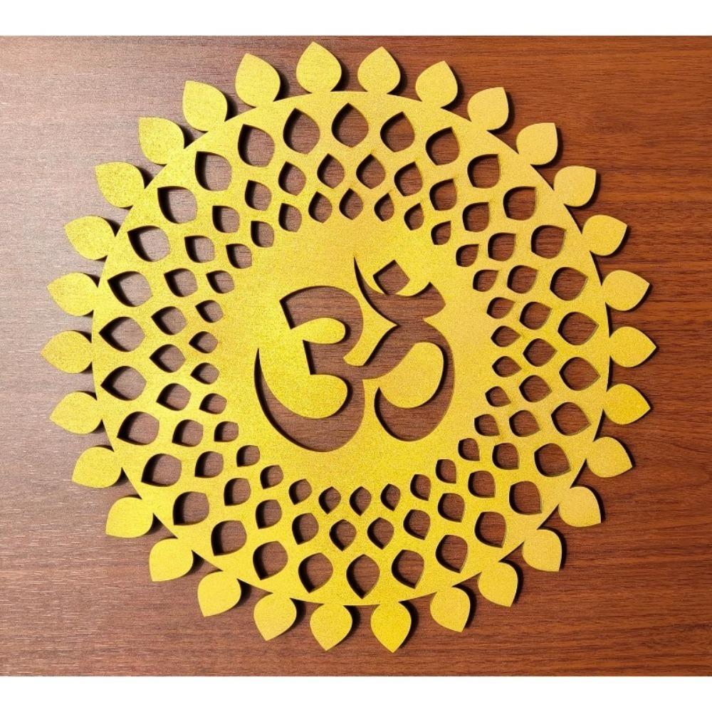 Decorative Metal Mandala Wall Art Home Decor Wooden OM Chakra Round Hanging for Living Room Bedroom Office Hotel Temple Gift