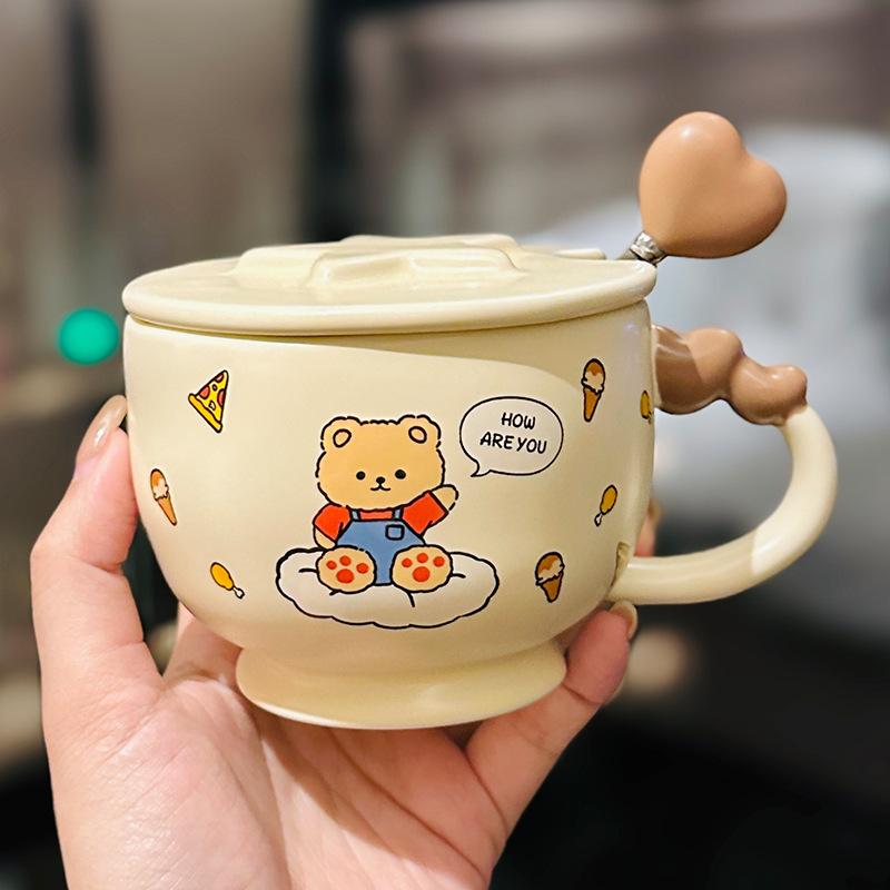 

Cute Cartoon Rabbit and Bear Couple Cup Chinese Valentine s Day Gift Ceramic Mug Creative Love Cup Souvenir 350ml