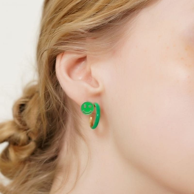 BONBEAU Blsom Color Epoxy Hoop Earrings Vivid Neon Color Point Simple Hoop Earrings