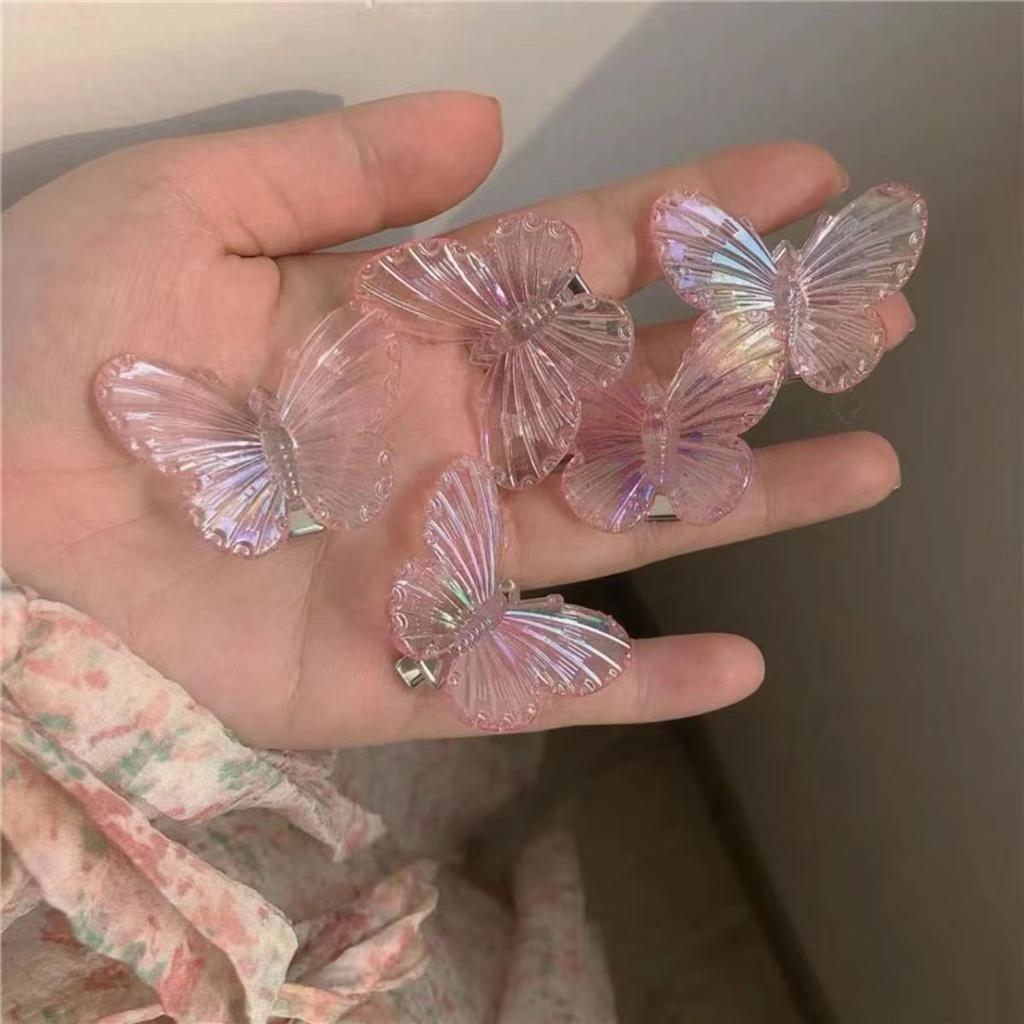 New Gradient Semi Transparent Butterfly Hair Clip Women Simple Fashion Sweet Duckbill Clip for Vacation Hair Accessories