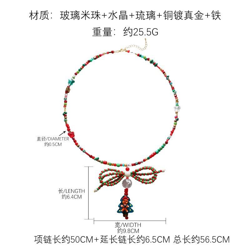 Bow Christmas Tree Necklace Delicate Clavicle Chain Fresh and Sweet Pendant Envelope