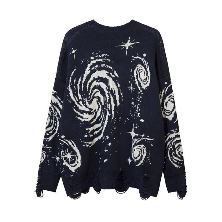 Winter Retro Abstract Loose Knit Pullover Sweater