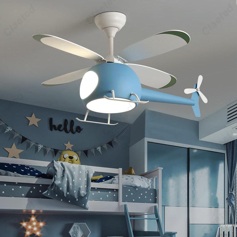 Creative and Simple New LED Helicopter Airplane Fan Chandelier Children's Bedroom Ceiling Fan Lamp