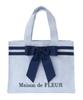 Maison de FLEUR Line Ribbon Jacquard Square Tote Bag, Hellblau, Größe F, 08000481500