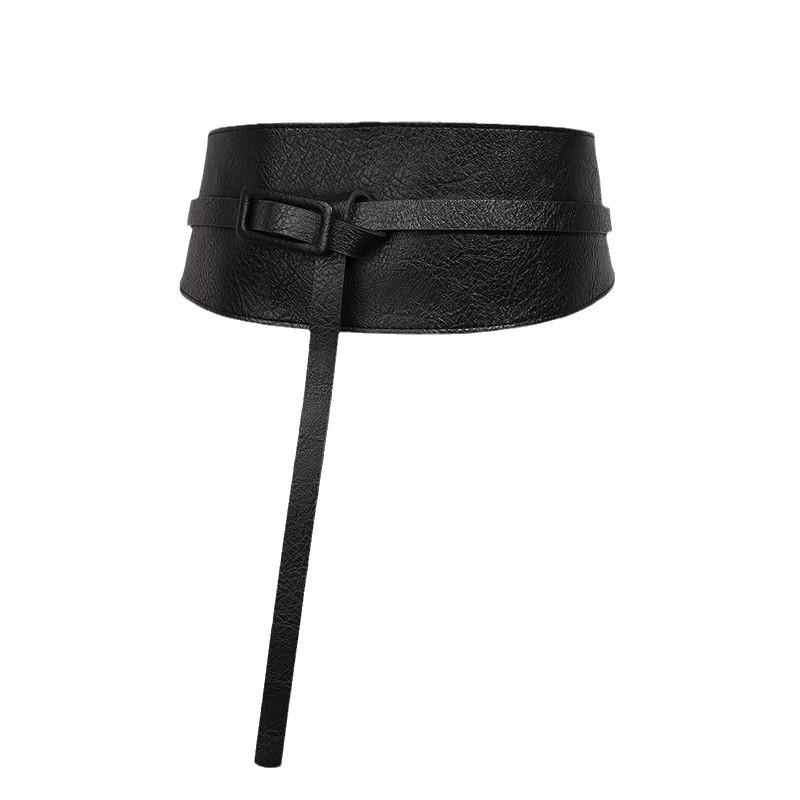 Women's Versatile and Fashionable Adjustable Leather Waist Seal for Women's Texture Wide Streamer Waist Seal for Women