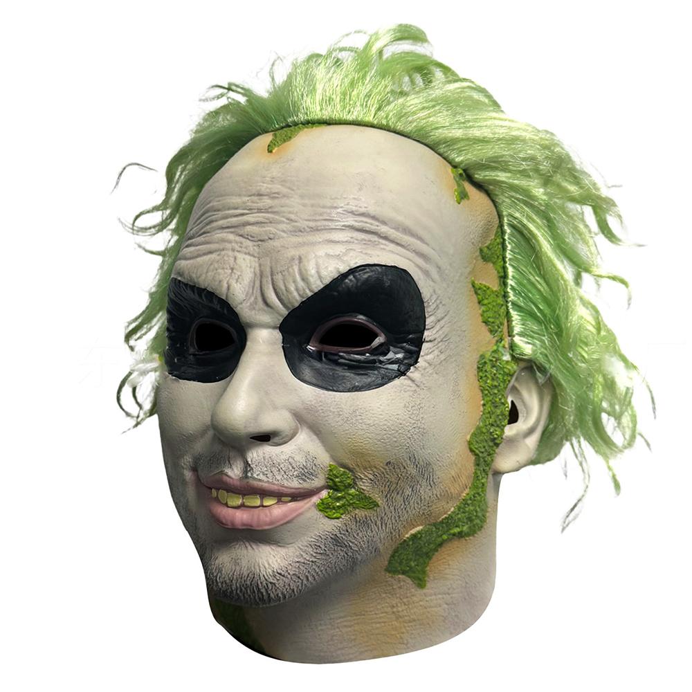 Latex Halloween Beetlejuice Clown Mask Horror Full Head Clown Mask For Adult