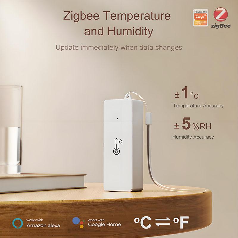 Zigbee WiFi Temperature And Humidity Sensor APP Remote Monitor For Smart Home Smart Life Work With Alexa Google Assistant