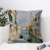 Oil Painting Venice Town Pillow Case Plush Fabric Soft Pillowcase Double Sided Print Cushion Cover Throw Pillow Cover