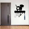 Metal Dachshund Key Holder Heart Shaped Wall Hook for Home Office Black