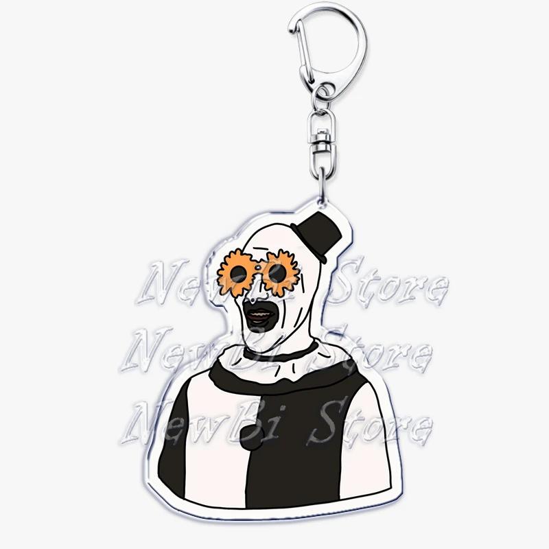 

Horror Movie Terrifier Art The Clown Keychains Keyring for Accessories Bag Sunflower Glasses Clown Key Chain Jewelry Fans Gifts