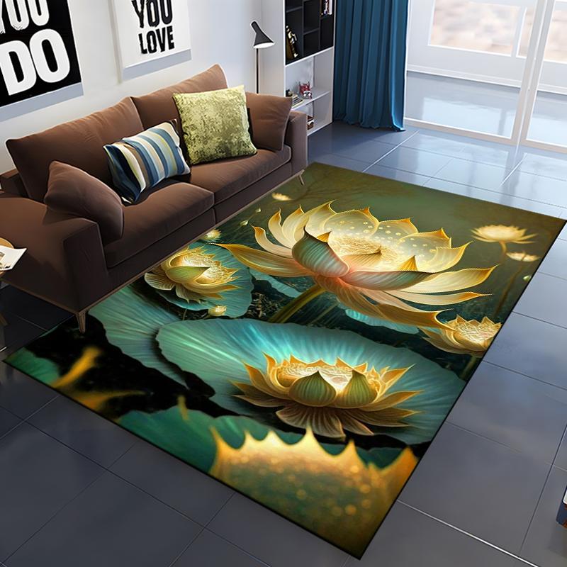 Lotus Flower Carpet for Living Room Home Decoration Sofa Table Big Area Rugs Bathroom Non-slip Floor Mats Bedroom Bedside Carpet