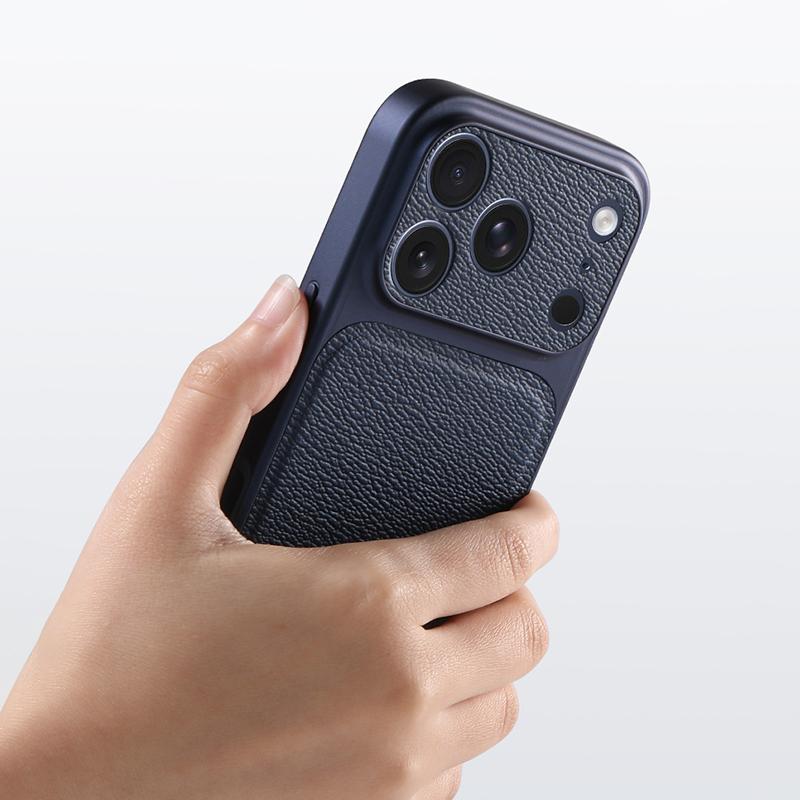 Solid Color Lychee Grain Leather Phone Case, Anti-Scratch & Shockproof Protective Cover for IPhone 17 Pro Max  16 15 14 13 Air