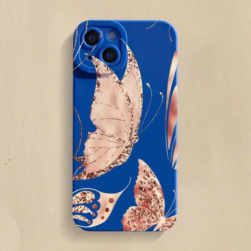Golden Butterfly Phone Case For iPhone 17 Pro Max Air 16 Plus 15 14 13 12 11 XS X XR 13 Mini 16E Shockproof TPU Bumper Cover