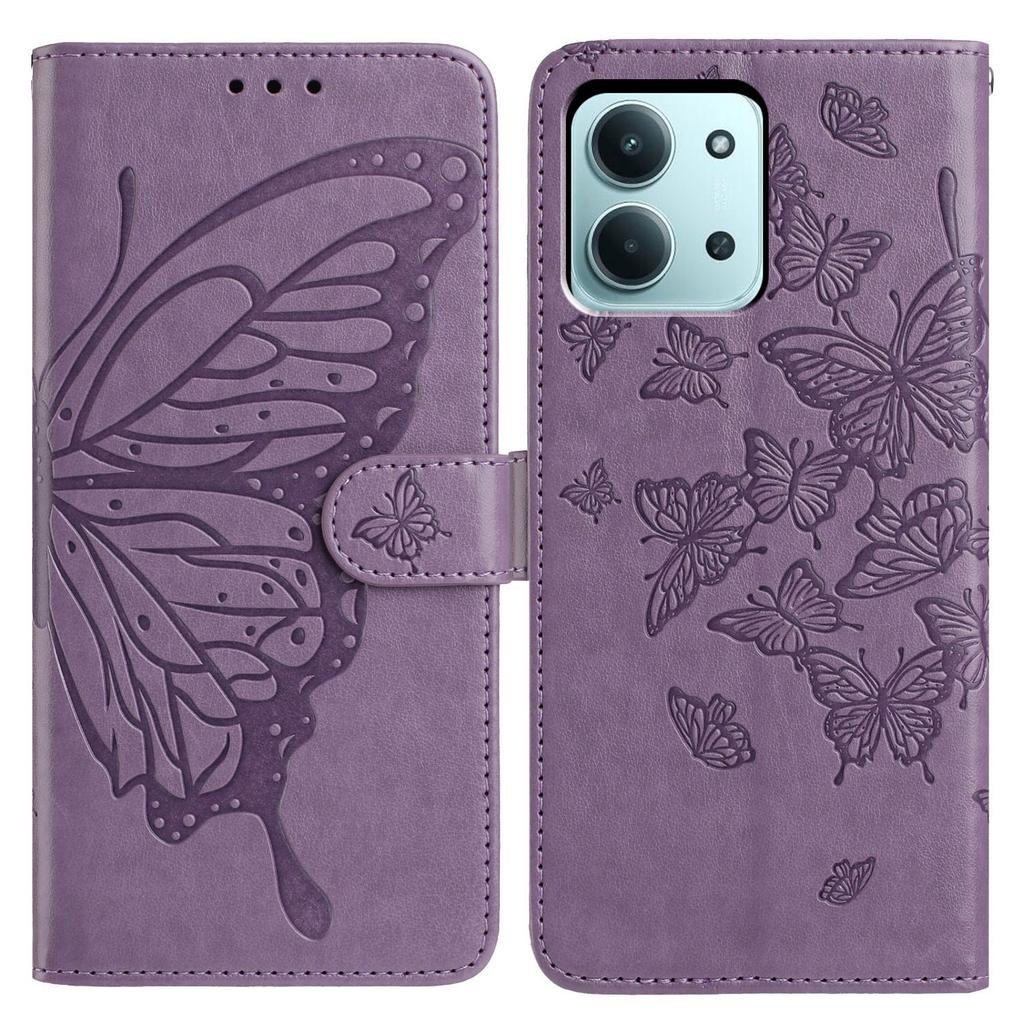For Xiaomi Redmi 15C 4G (171mm) Case Butterfly Imprinted Wallet Stand PU Leather Flip Phone Cover with Strap