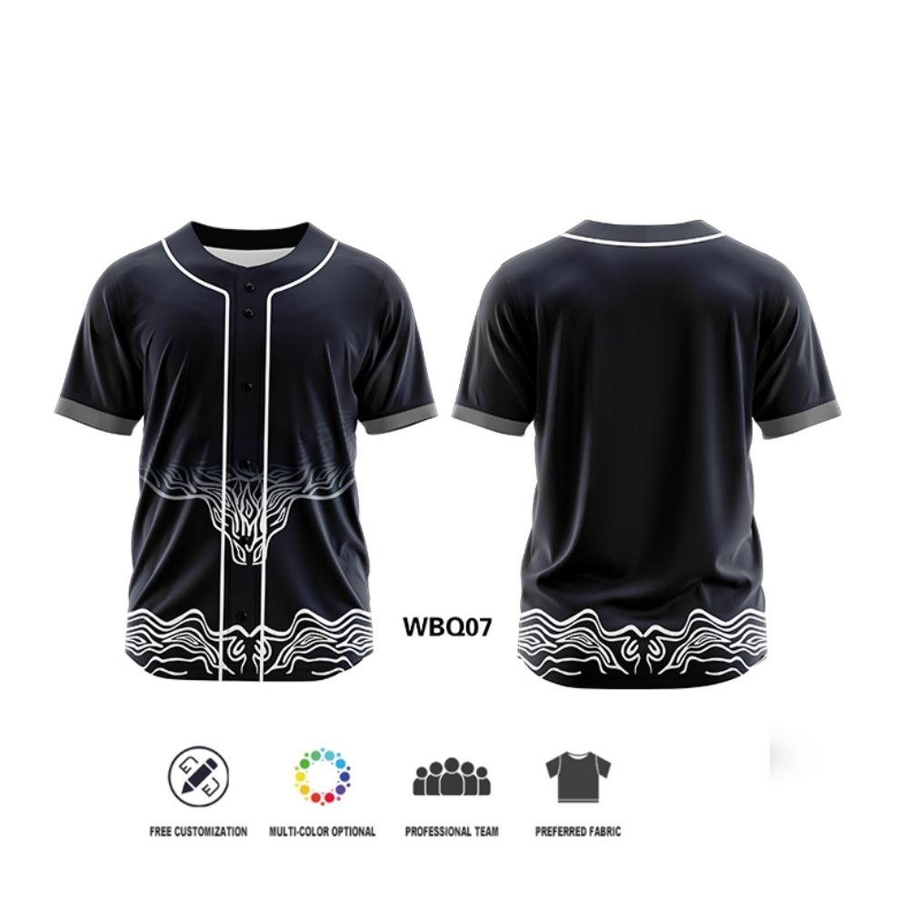 Maßgeschneiderte Baseball-Trikots mit durchgehendem Knopf Mehrfarbige Baseball-Kleidung T-Shirt Sublimationsdruck Teamname Logo Baseball-Uniformen WBQ10