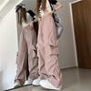 Vintage Retro Work Pants Women High Waist Straight Leg Wide Leg Trousers with Ribbon Loose Casual Floor Length Pants