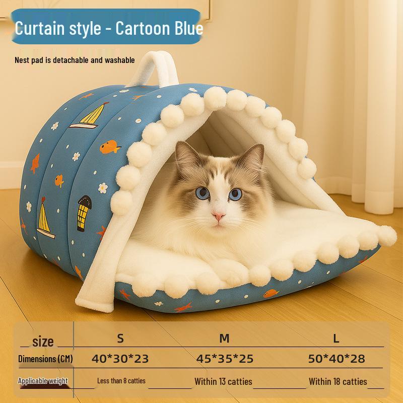 Cute Caterpillar Cat Bed Warm Sofa for Small Pets - Ideal for Autumn/Winter