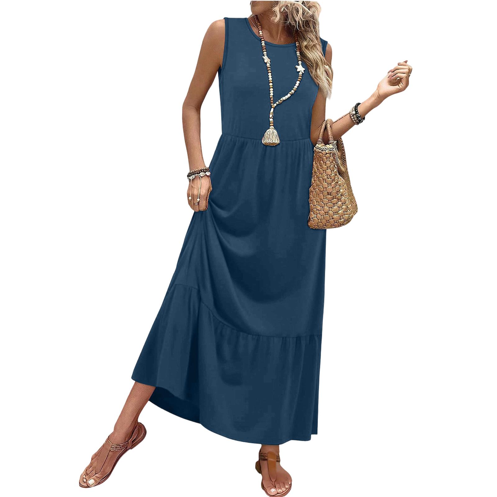

Women s Loose-Fit Casual Sleeveless A-Line Dress XL