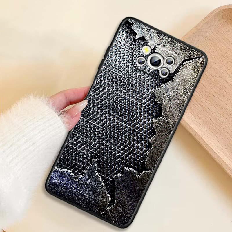 Creative metal style pattern For Xiaomi Mi Poco F3 F4 F5 F6 X3 X4 X5 X6 X7 M3 M4 M5 M6 M7 GT Pro 5G Black Phone Case