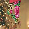 Women Plus Size High Waist Full Length Leopard Rose Floral Printed Yoga Leggings