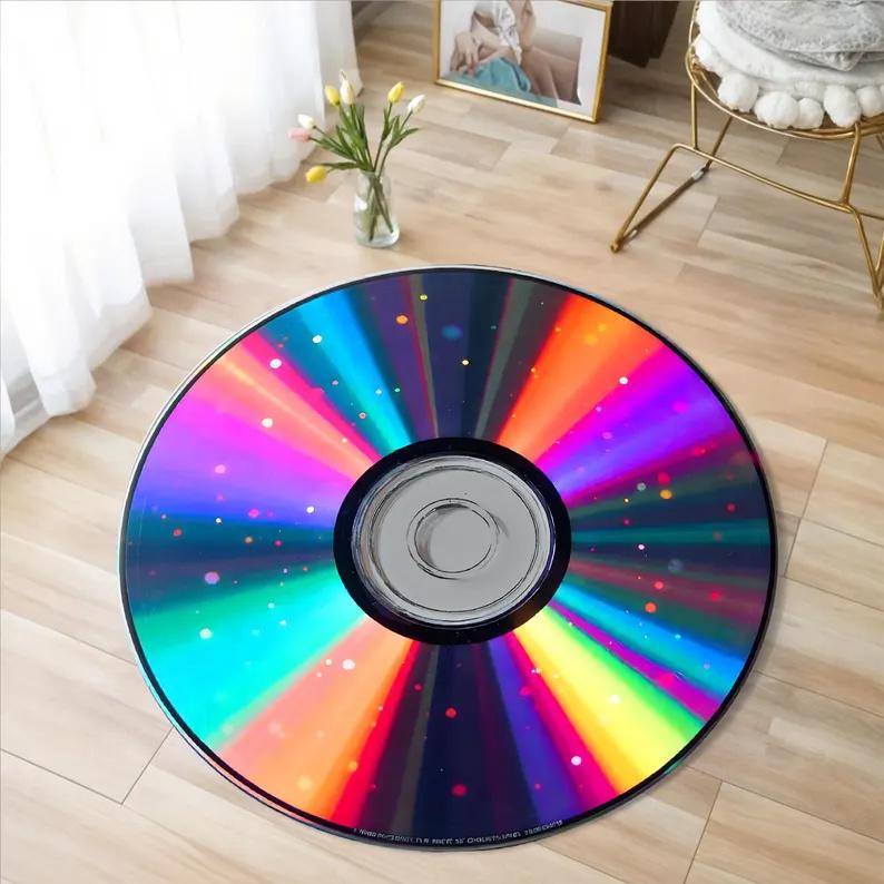 Covor Vinil Imprimat Disc Muzical Covor Lavabil la Mașină Cadou pentru Iubitorii de Muzică Covor Retro Disc Vinil Covor Rotund Covoraș Antiderapant