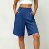 Women Casual Loose Fit Wide Leg Bermuda Shorts with Pockets Mid Length Street Style Five Point Pants Comfortable Everyday Wear