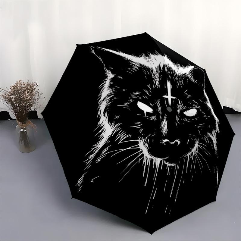 1 Stück Katzen-Kreuz-Automatikschirm, Hochwertiges Schirmdach, Tragbarer Faltregenschirm mit, Ideales Geschenk für - Reisen, Alltag, Formelle Anlässe, Stilvolles Accessoire