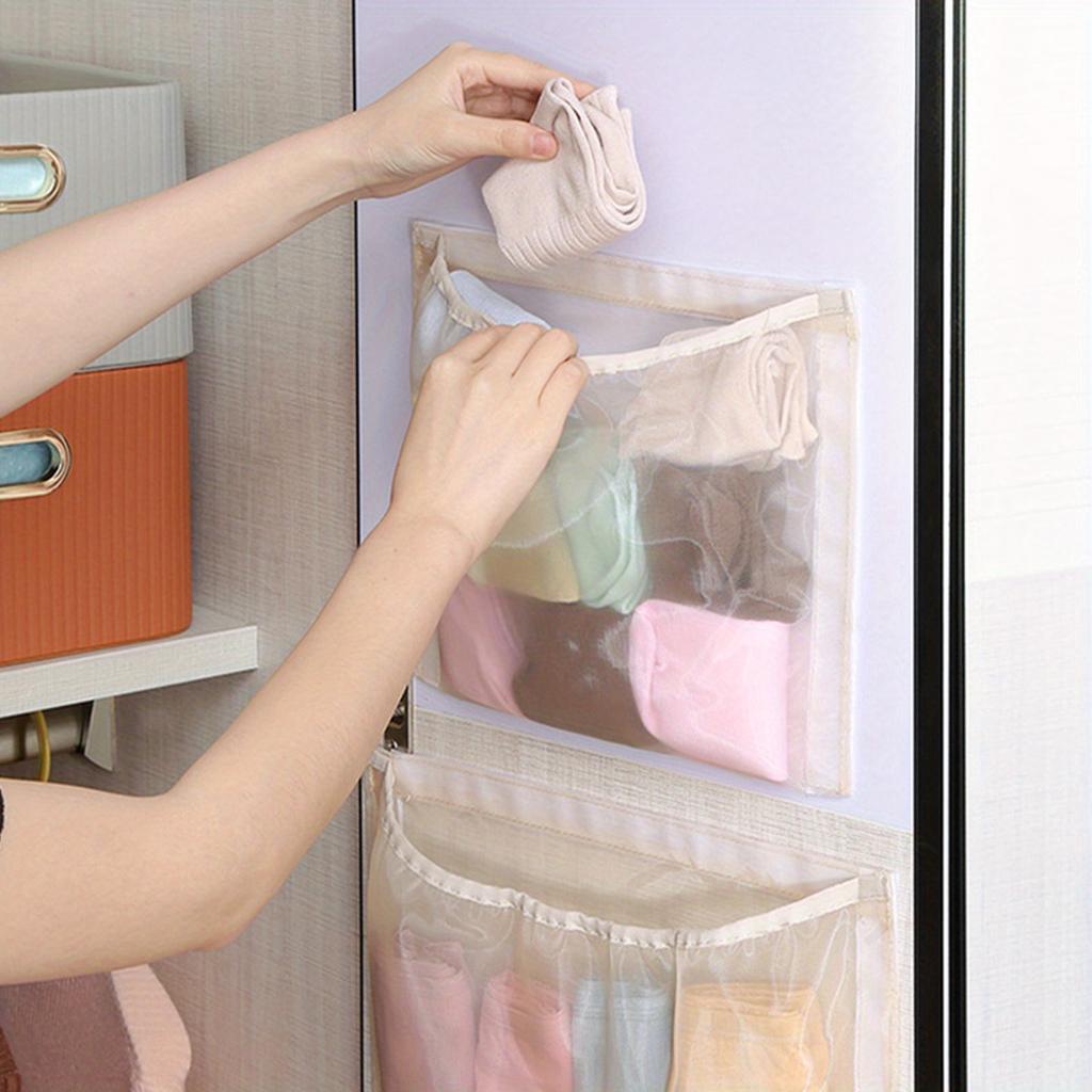 Space-Saving Closet Organizer No-Drill Closet Organizer Hanging Bags For Door/Wall Mounted Storage for Underwear, Socks, Accessories