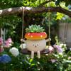 Outdoor Hanging Planter with Swing Design Garden Decoration Mushroom Pot Resin Material Durable Hanging Flowerpot for Patio Balcony Indoor Use
