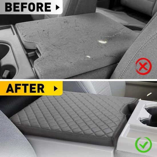 Leather Armrest Lid Console Cover For Ford F250 F350 F450 Super Duty 2017-