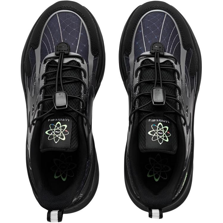 Li Ning Kids Sports Lifestyle Series Night Elf 4 Comfortable Soft Low-Top Casual Shoes Kids sneaker Black Shadow-Gray YKCU110-21