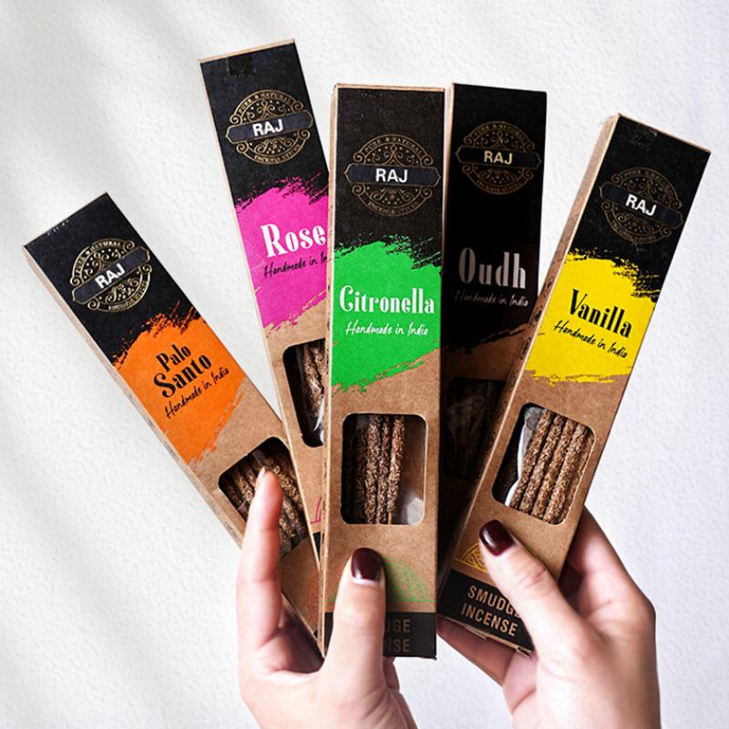 6 Boxes/lot Handmade Indian Incense Sticks 1 Hour Natural Sandalwood OUDH Vanilla Grass Stick Incense Home Fragrance