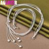 925 Sterling Silver Five Snake Chain Heart Necklace Jewelry