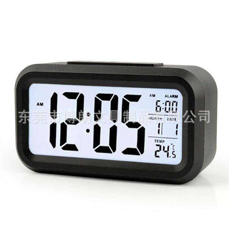 Smart clock, student English temperature alarm clock, silent backlit LCD electronic clock, digital clock