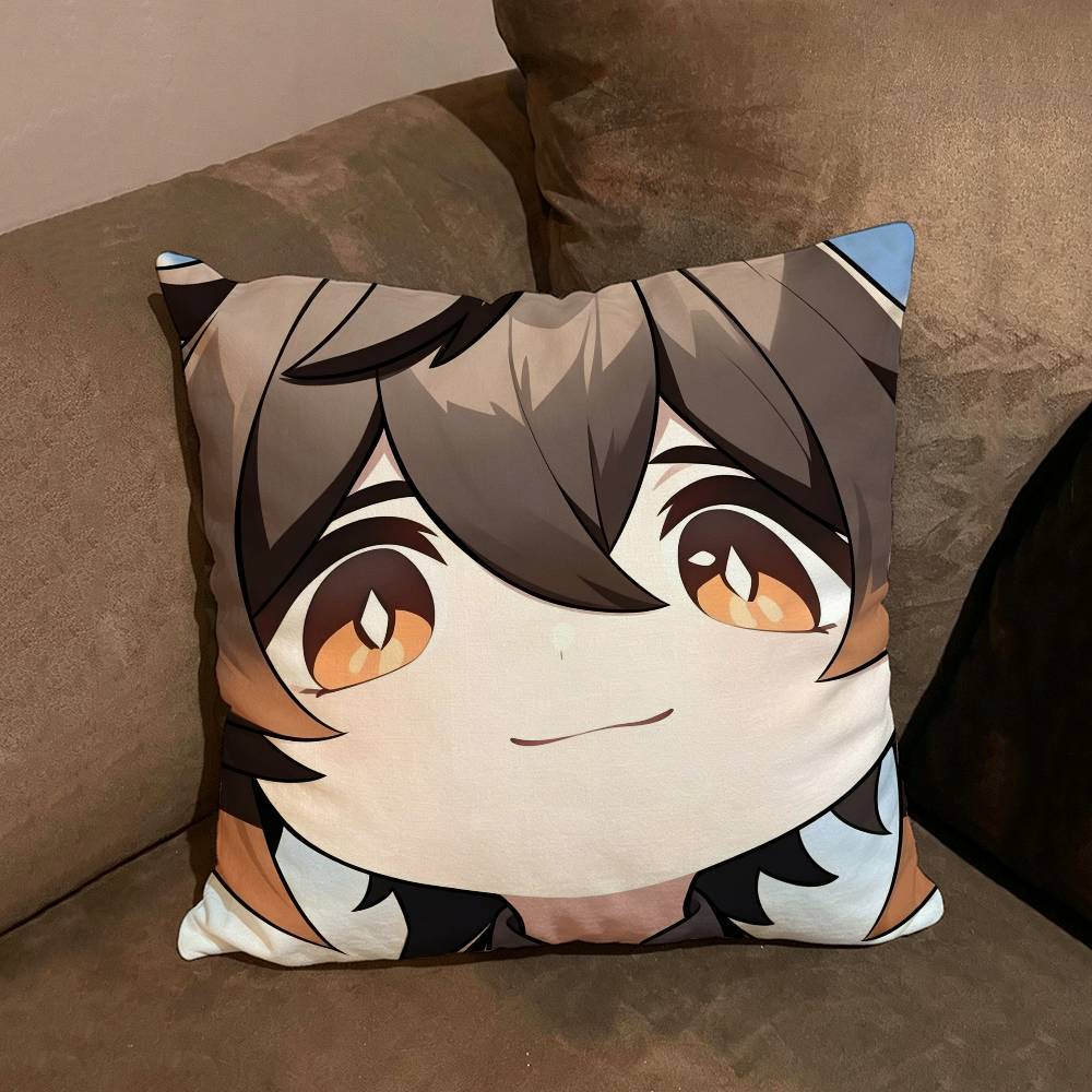 Genshin Impact Cute Q Version Mavuika Soft Comfortable Pillow Case For Sofa Living Cat Room Home Office Decor Protective Cover