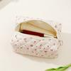 Cute Cherry Makeup Pouch Small Quilted Cosmetic Organizer Aesthetic Puffy Travel Toiletry Bag Cotton Pencil Purse with Zipper for Women Girls
