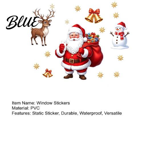 Self Adhesive Window Decals Christmas Static Clings PVC Santa Claus Snowman And Elk Party Supplies Decals Waterproof Reusable Glass Stickers