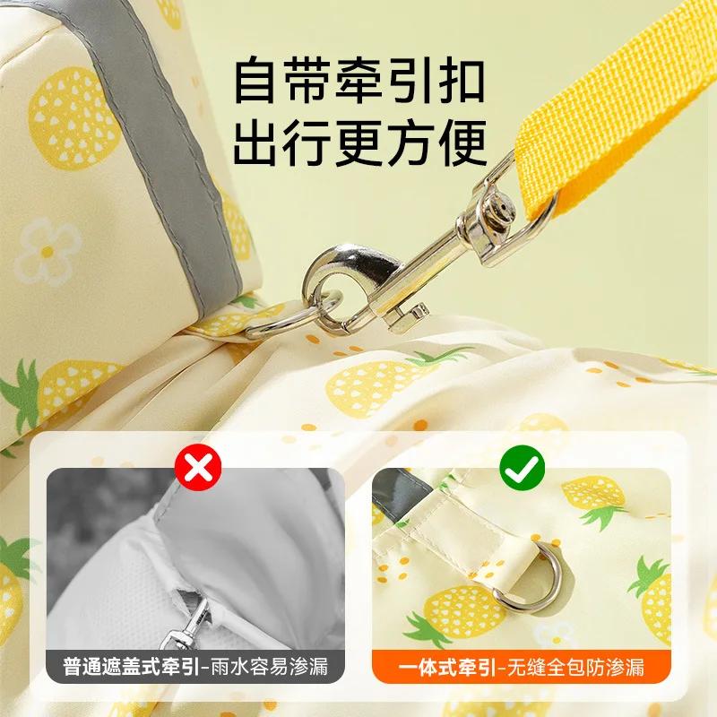 Going Out Poncho Can Lead Small Dog Teddy Bigbear All-inclusive Four-legged Pet Raincoat Rainy Season Walking Dog Pet Clothes