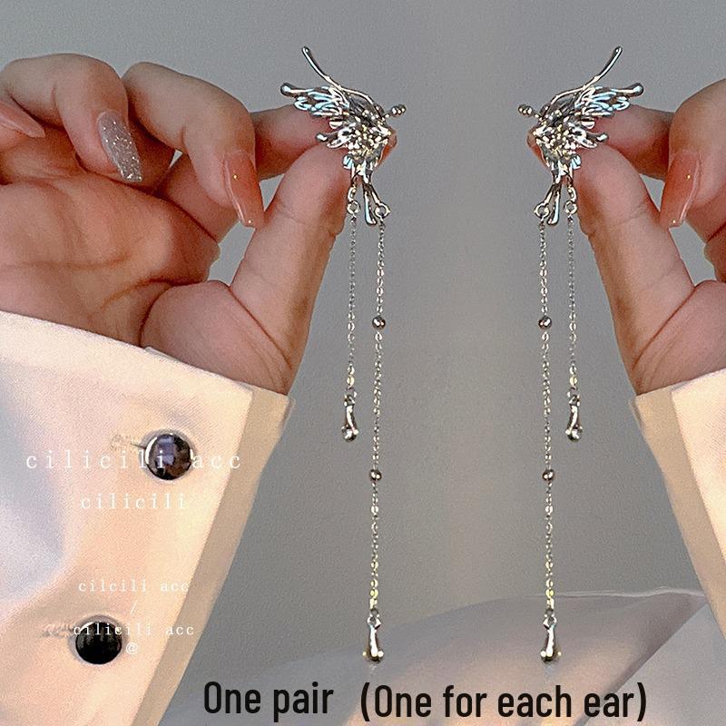 Koreańskie Klipsy na Uszy dla Nieprzekłutych Uszu – Modny Chwost i Perłowy Motylkowy Design dla Kobiet