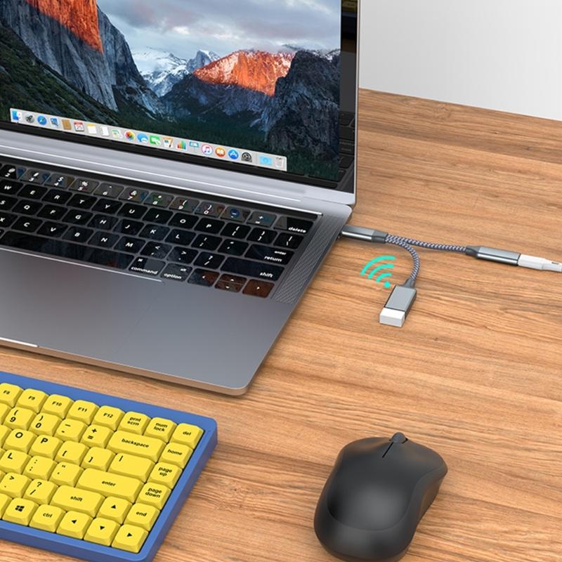 USB C OTG Adapter, 2 In 1 USB C Splitter with PD10W Fast-Charging Type-C Otg and USB A Female Port Nylon Braid Cable