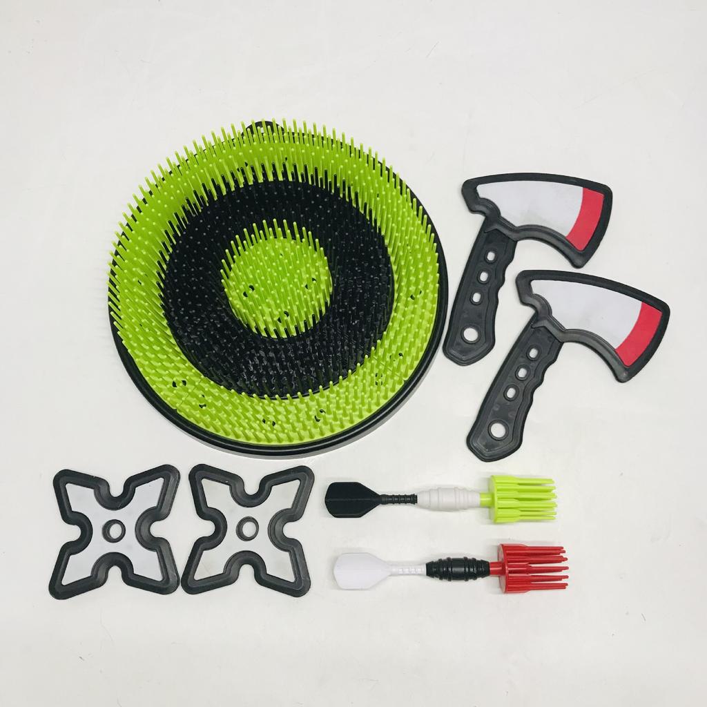 Kids Dart Set Game - 2 Darts + 2 Axes + 2 Star Darts + 30cm Diameter Target ABS Material Safety Indoor Outdoor Toy
