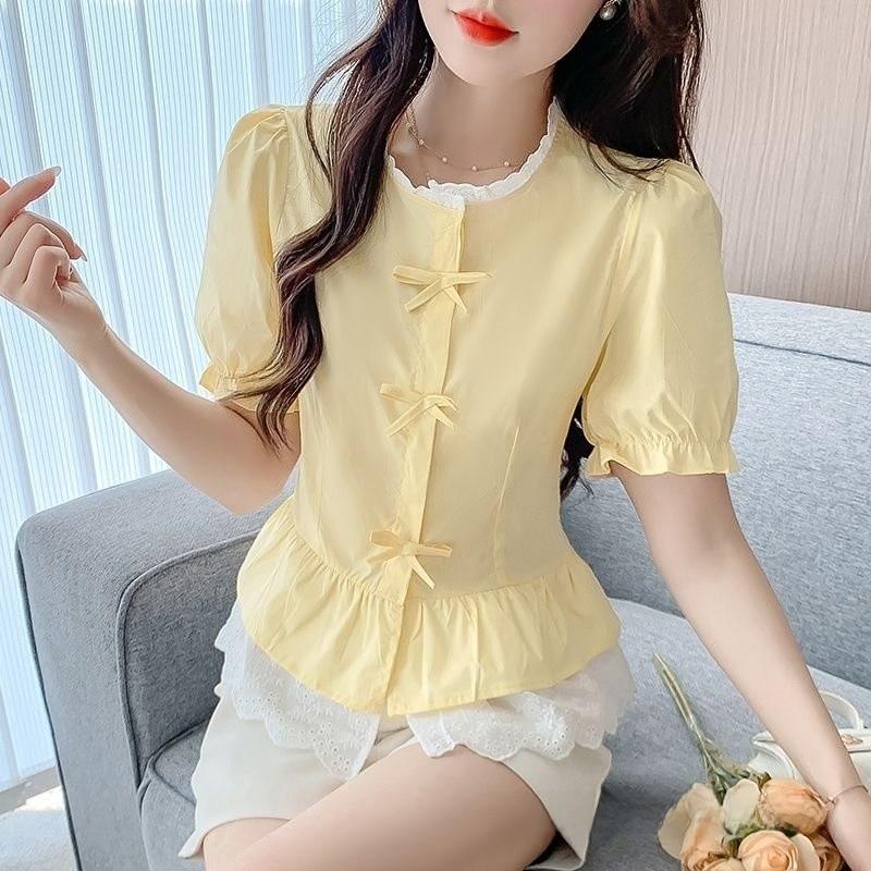 Soft Satin Butterfly Bow Blouse With 3d Pattern For Women Spring 2025