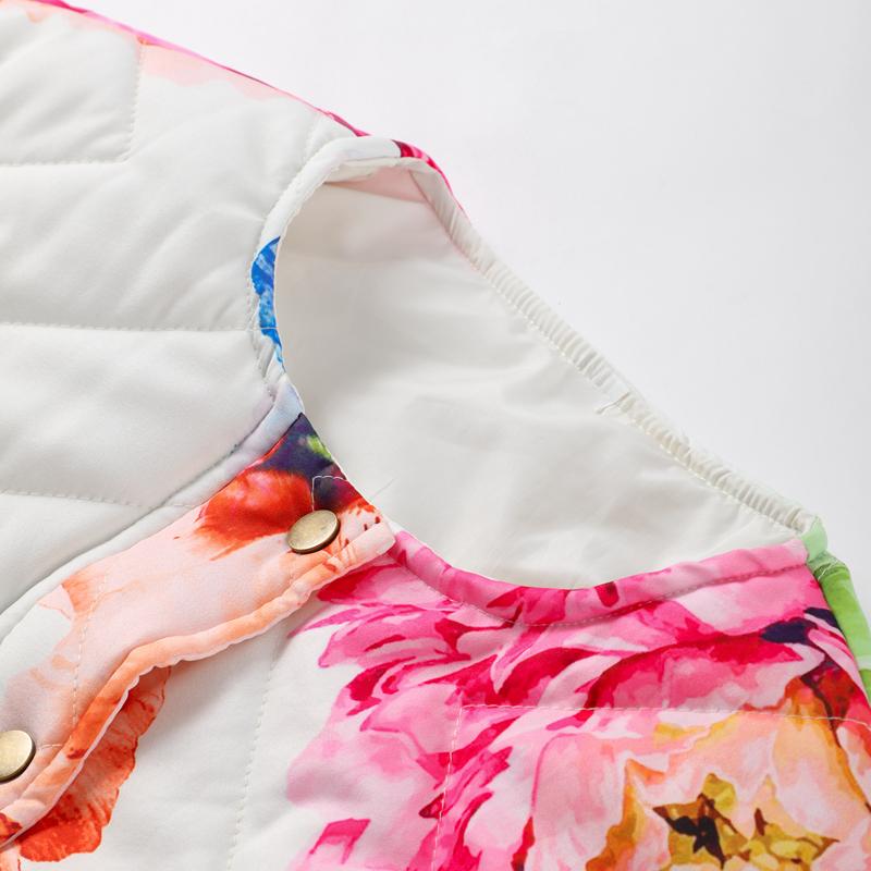 Fashion Floral Printed Jackets Women Elegant O-neck Single Breasted Draw Rope Female Coat Autumn Lady Casual Coats