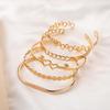 European & American 5-Piece LOVE Bracelet Set: Creative Hollow Bangles with Double Heart Design