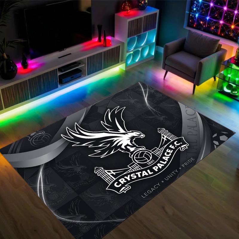 Crystal Palace Football Design Crystal Velvet Carpet Cozy Non?Slip Printed Rug For Bedroom Living Room Entrance