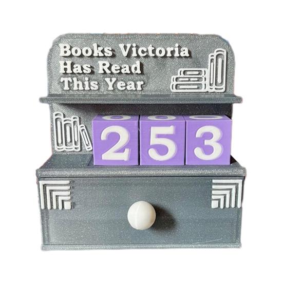 

Yousheng Трекер чтения Книжная полка для украшения с кубиками Счетчик прочитанных в этом году книг Аксессуар для уголка чтения для книголюбов серый